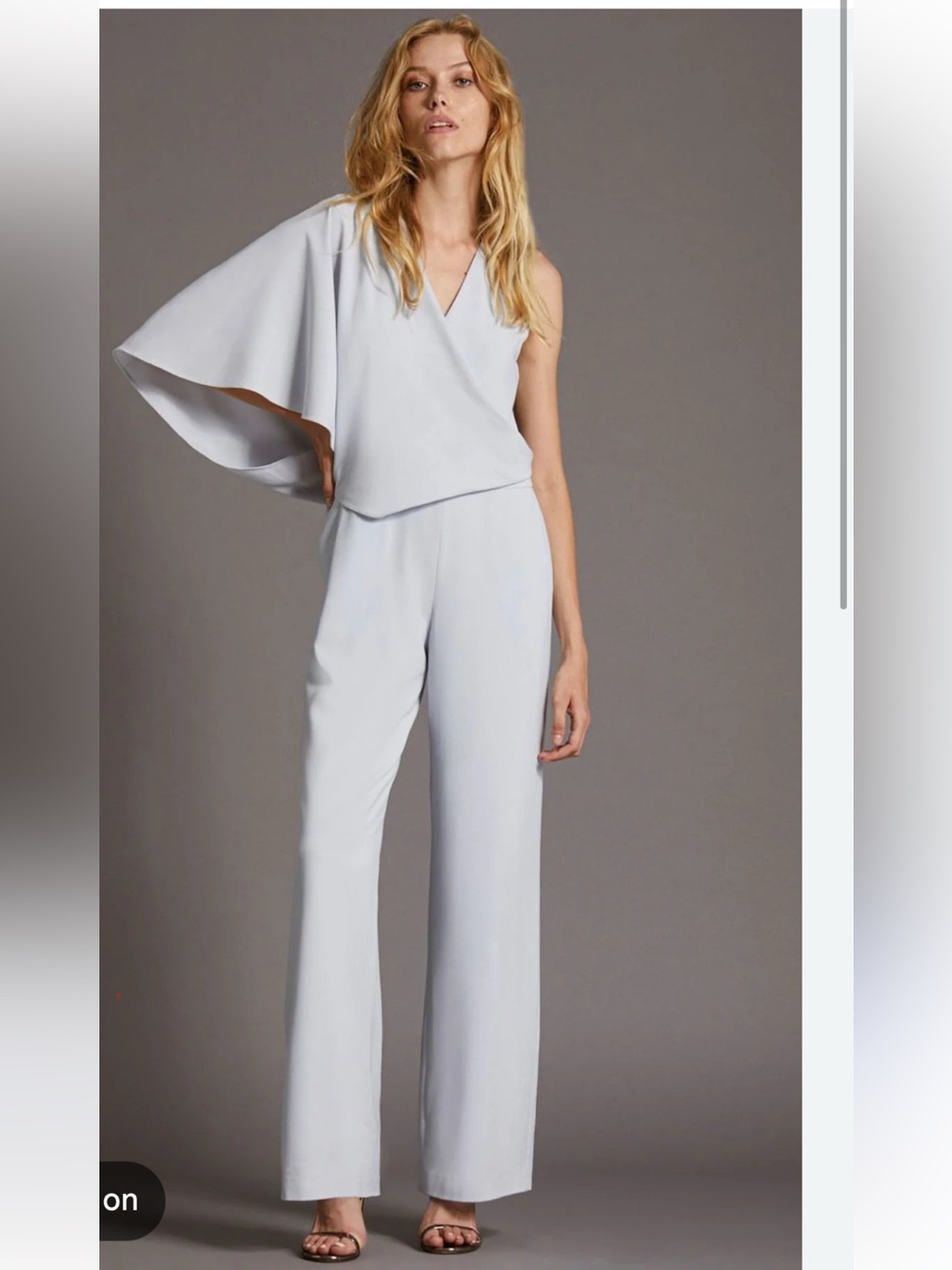 NWT Halston Light Blue Asymmetric One-Shoulder Jumpsuit | Size 6 | $150